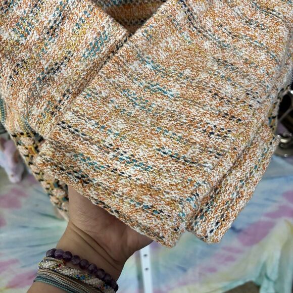 CHICOS 2 (large) Stylish Tweed Women's Multicolor Sweater Cardigan Jacket - Picture 7 of 12